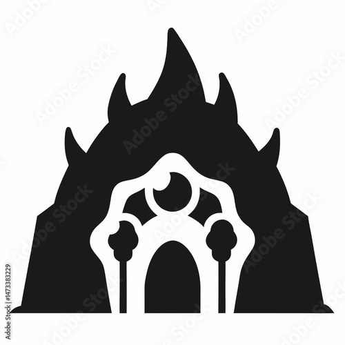 Exploring Cave icon silhouette vector illustration