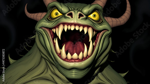 Scary monster with big teeth.
