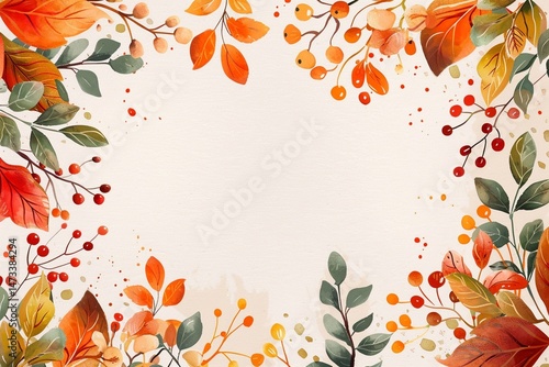 vector leaf and berry autumn fall wedding invitation card