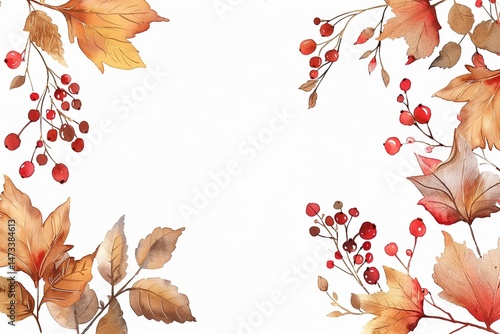 vector leaf and berry autumn fall wedding invitation card
