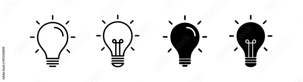 Light bulb icon line style and flat glyph style. Icon set related to education, school, and learning. Light bulb icon line style and flat glyph style. Icon set related to education, school, and learning.