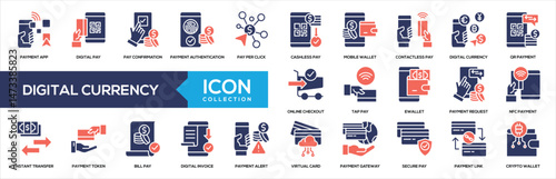 Digital Currency Glyph Color Icon Collection