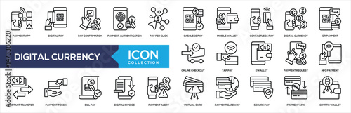 Digital Currency Line Icon Collection