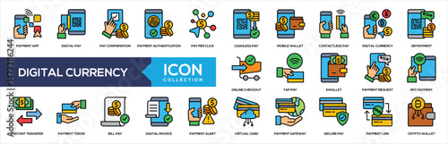 Digital Currency Lineal Color Icon Collection