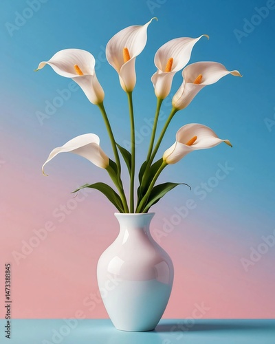 Minimalist Floral Composition Featuring Calla Lilies in a Stylish Vase
