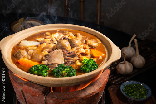 Photography Beef offal soup hotpot, a hotpot gourmet soup made from various internal organs