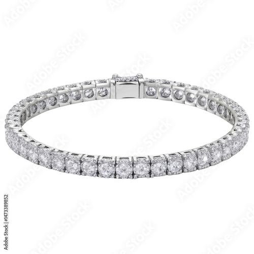 A sparkling diamond bracelet featuring a series of brilliant-cut stones set in a sleek metal band.