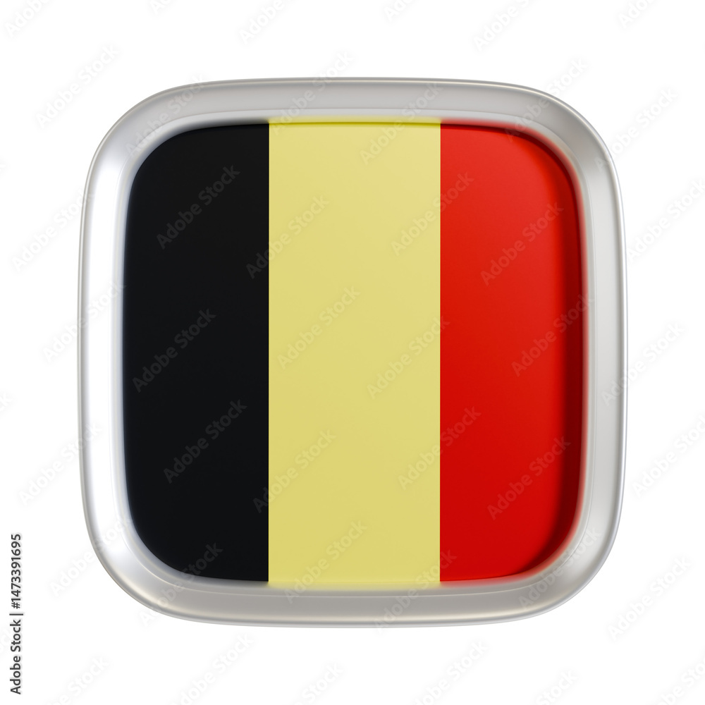 Fototapeta premium Belgium flag 3d square icon.