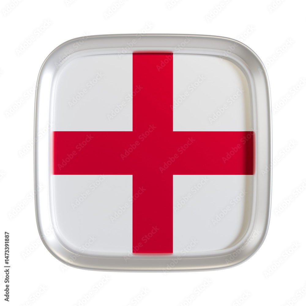 Fototapeta premium England flag 3d square icon.