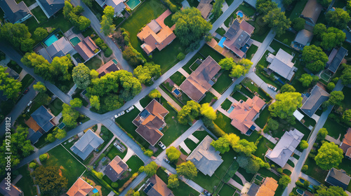 Wallpaper Mural Aerial view of a residential neighborhood Torontodigital.ca