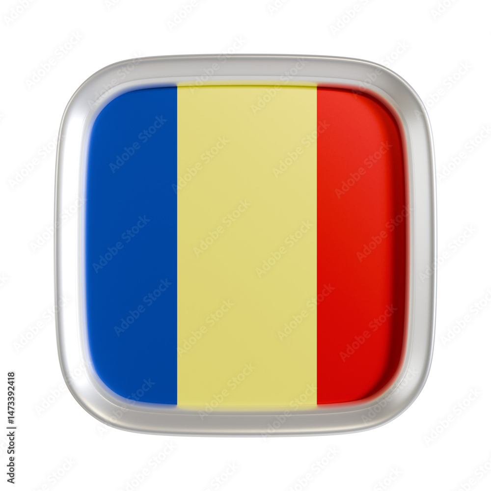 Fototapeta premium Romania flag 3d square icon.
