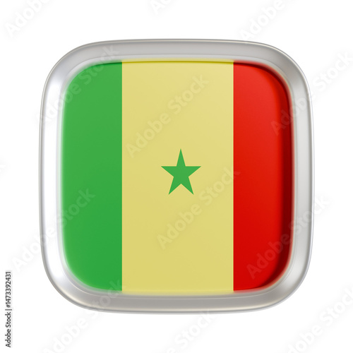 Senegal flag 3d square icon.