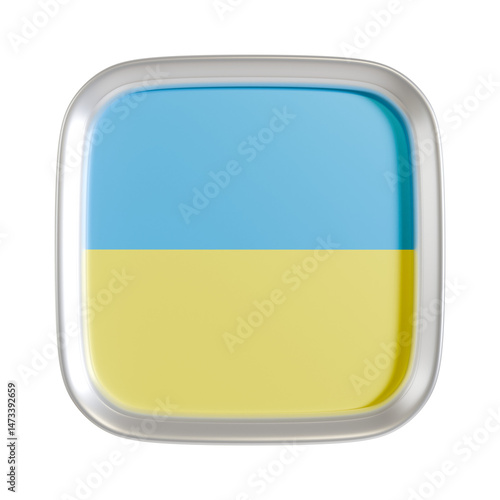 Ukraine flag 3d square icon.