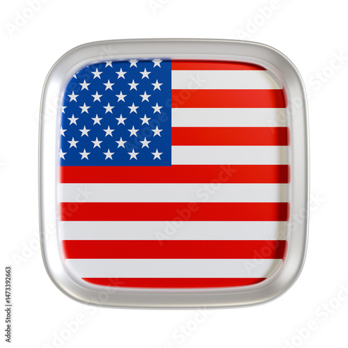 Free Download America flag 3d square icon. - GFXLoad
