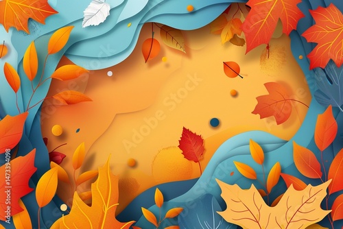 vector paper style background for fall season celebration