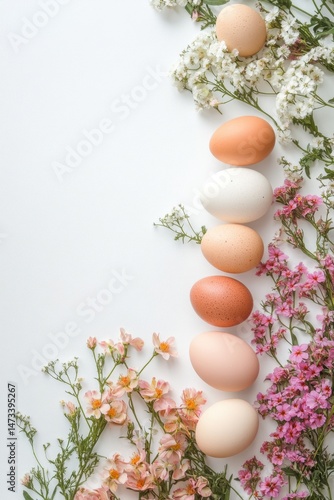 Pastel Easter Eggs and Spring Flowers Arrangement