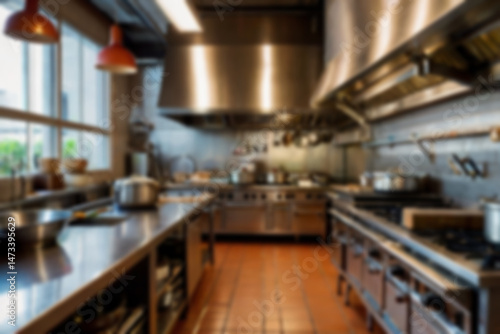 Wallpaper Mural Interior of restaurant kitchen with professional utensils, out of focus, blurred Torontodigital.ca
