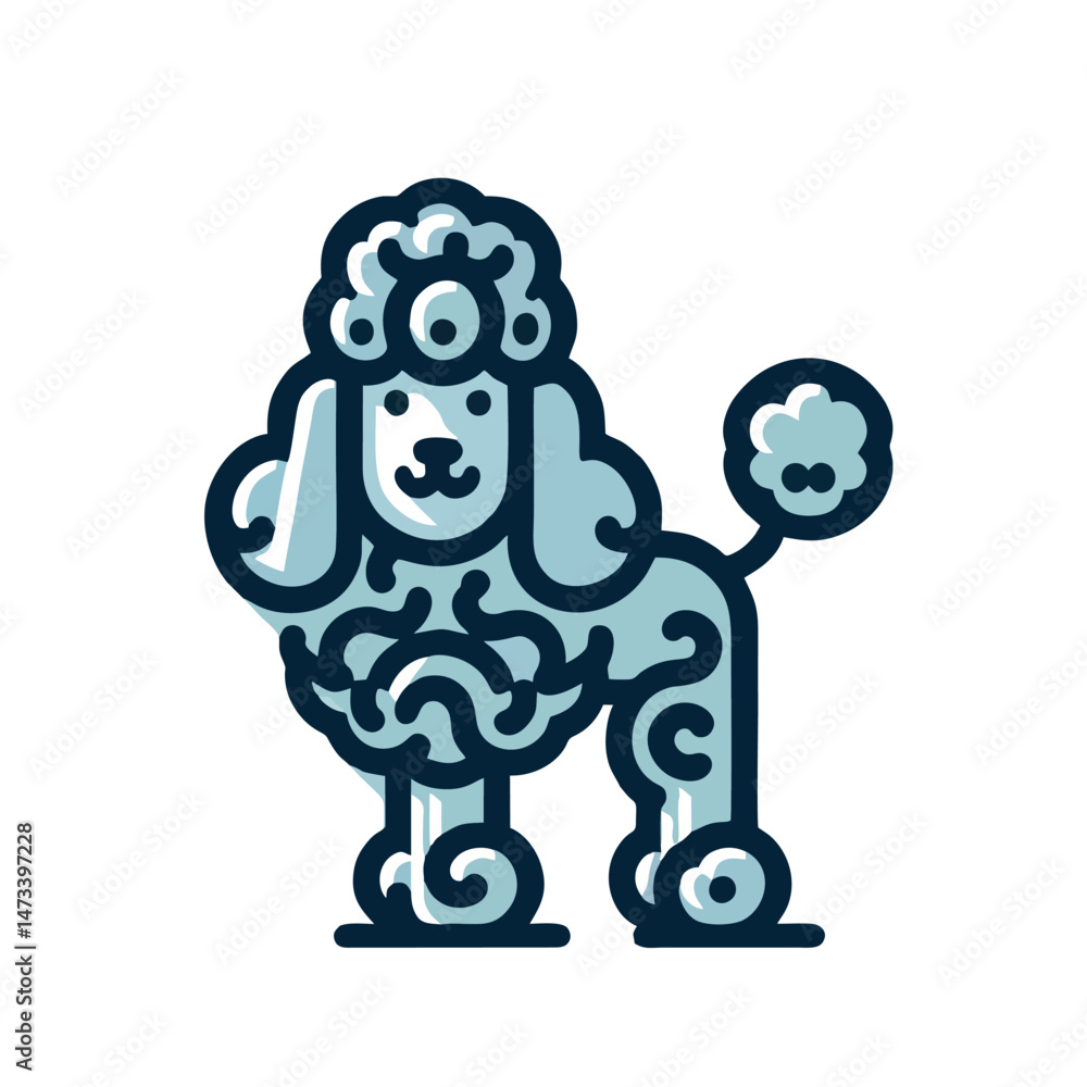 Fototapeta premium Cute Poodle Logo Flat Design Icon, Minimal Style, Vector Illustration