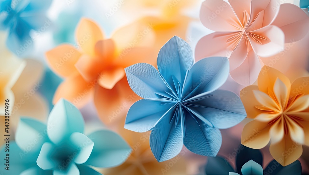 Naklejka premium Colorful origami flower cluster