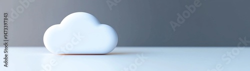 Obraz na płótnie Real-Time Data Flow in the Digital Cloud Environment, White cloud silhouette against a minimalist background. w salonie