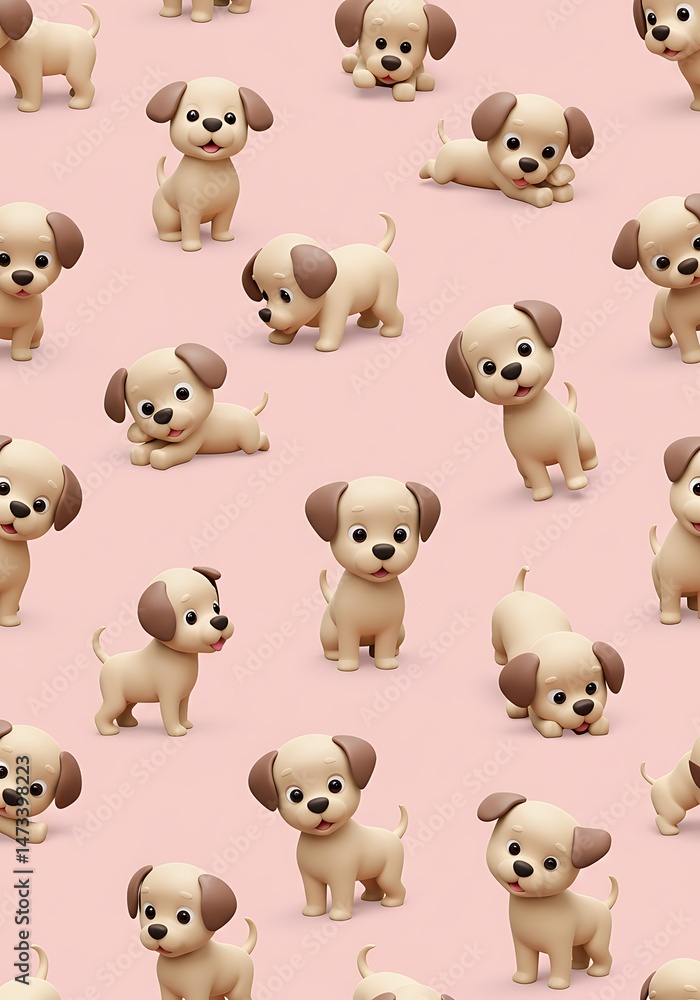 Fototapeta premium Puppy Paradise: Pastel Dreams AI Generated