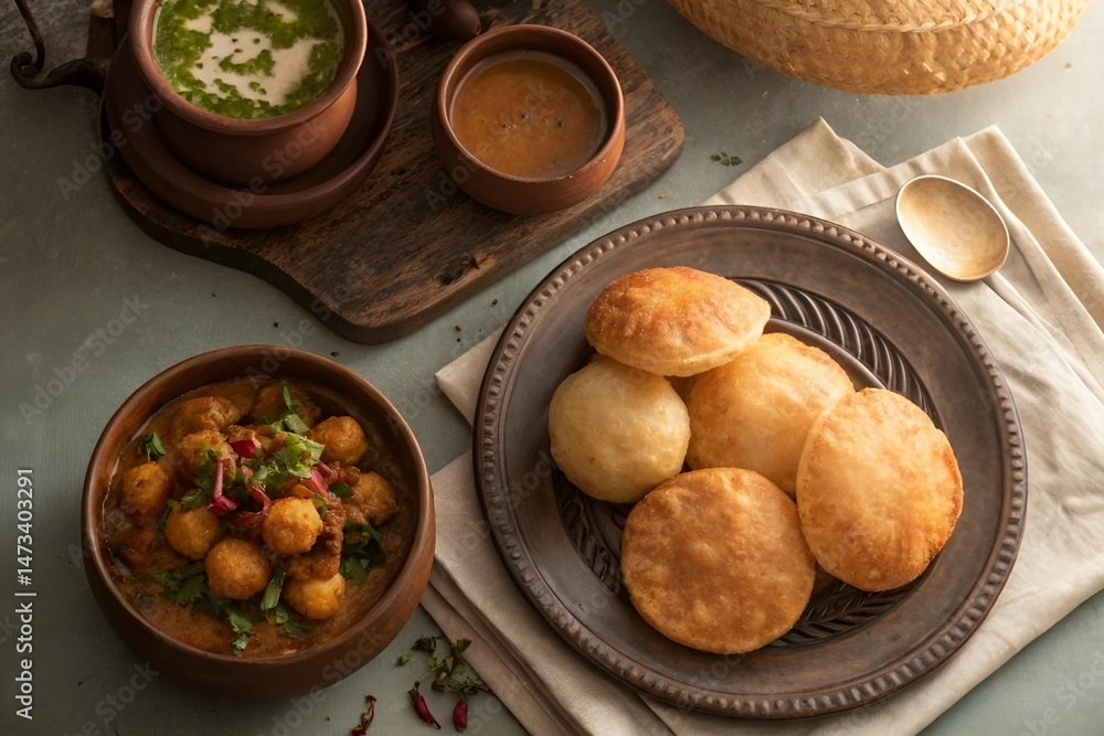 Traditional Bengali Breakfast with Luchi and Alur Dom: A Warm Morning Delight Traditional Bengali Breakfast with Luchi and Alur Dom: A Warm Morning Delight