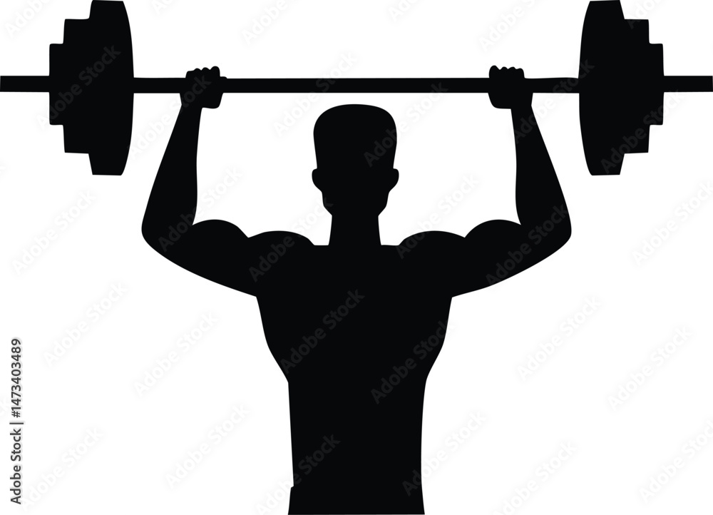 Vector Full Black Silhouette of a Muscular Man Holding a Barbell – Strong Bodybuilder Fitness Icon for Gym, Workout, and Weight Training Designs Vector Full Black Silhouette of a Muscular Man Holding a Barbell – Strong Bodybuilder Fitness Icon for Gym, Workout, and Weight Training Designs