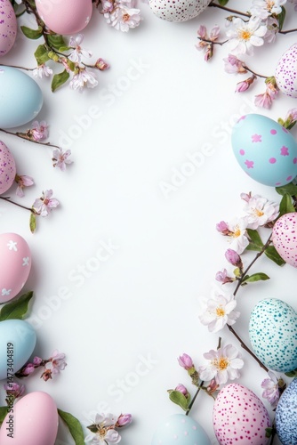Pastel Easter Eggs and Spring Flowers Arrangement