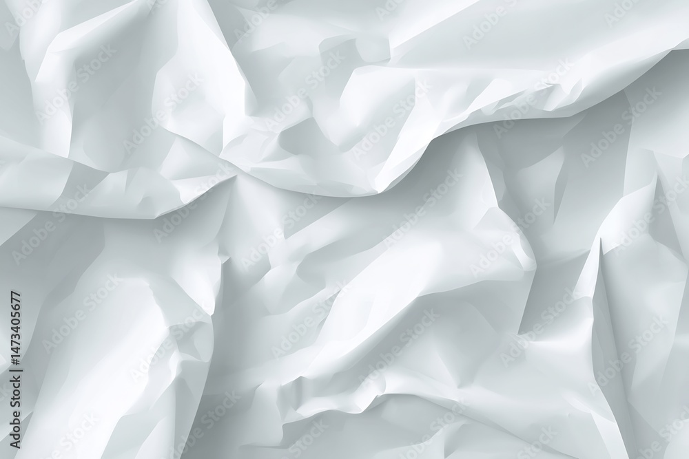 Crumpled white paper texture with shadows and folds adding depth and volume Crumpled white paper texture with shadows and folds adding depth and volume
