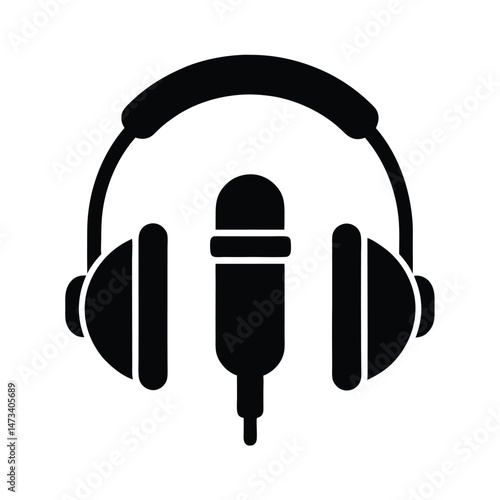 headphones with mic icon vector illustration