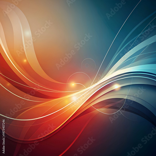 Abstract Wave Pattern with Glowing Lines. Colorful Digital Art