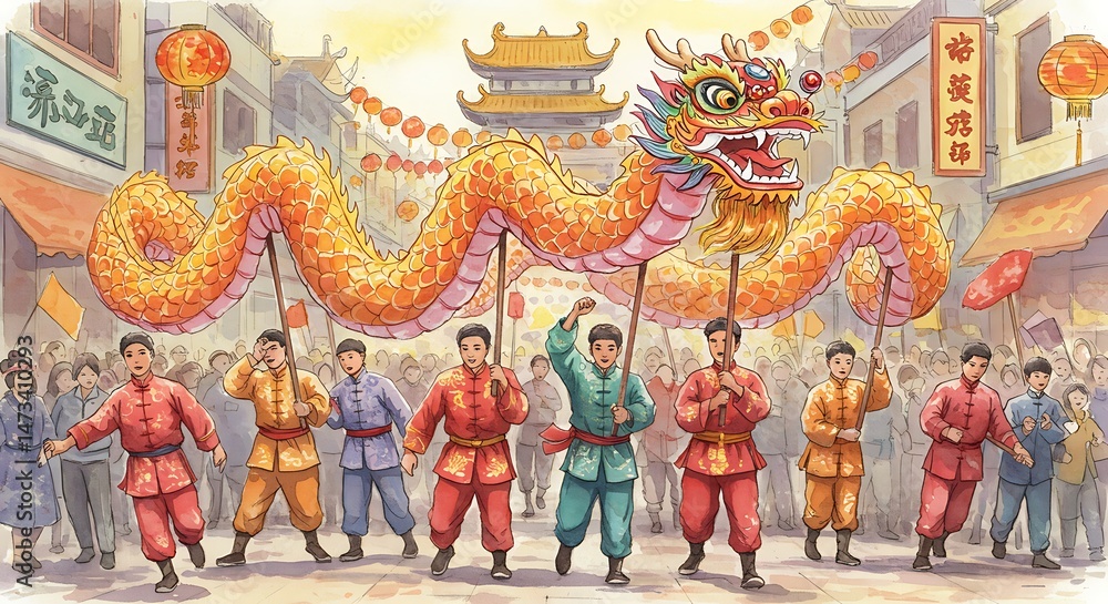 Obraz premium Golden Serpent's Serenade