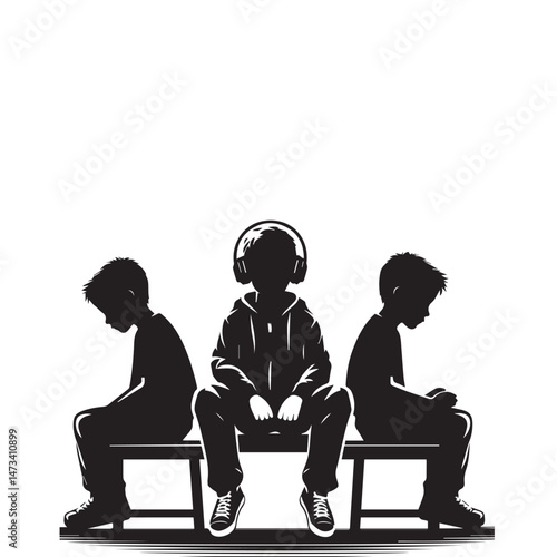 Depressed young student set silhouette image , Depressed young student silhouette png , Depressed young student silhouette vector
