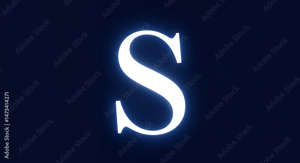 Letter S Glowing on Dark Blue Background Letter S Glowing on Dark Blue Background