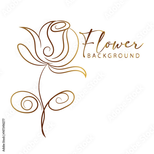 Elegant Golden Line Art Flower Background Design for Invitations
