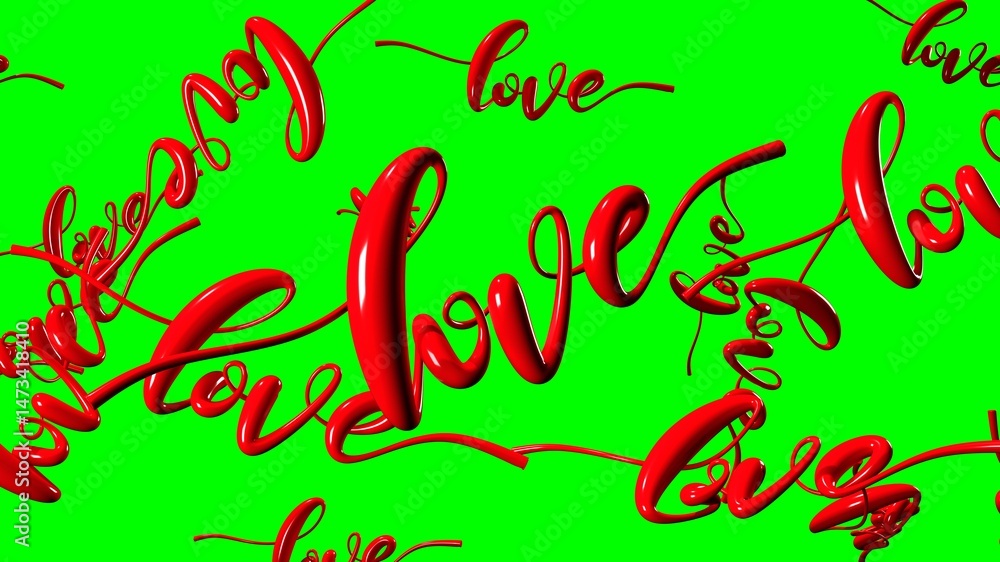 Fototapeta premium Text Loves in red. 3DCG abstract 3D illustration. 