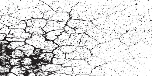 Crack seamless pattern. Repeating crackle texture. Black stone effect on white background. Repeated ground structure for prints design.