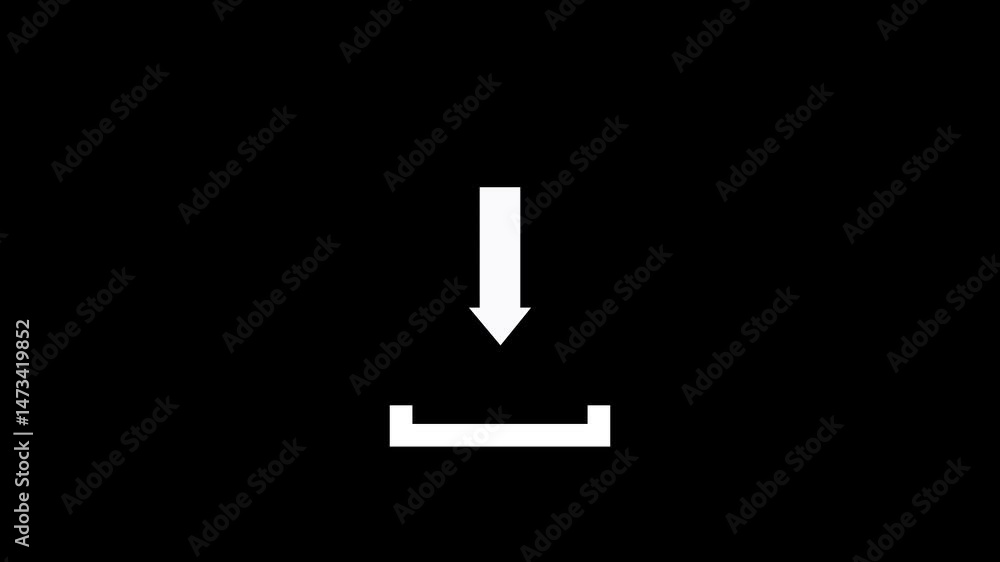abstract directional arrow icon or swipe down arrow signal animation 4k. A simple, clean animation of a white, 3D arrow pointing downwards with a percent sign on it.