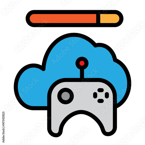 Cloud Gaming Vector Filled Icon Design
