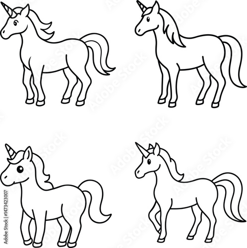 horse silhouettes set