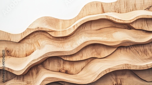 Textured Wooden Irregular Partitions on White Background: Creating a Picturesque Landscape. Artistic and Natural Design Elements.