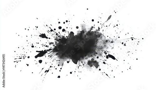 Wallpaper Mural Abstract Black Ink Splatter on White Background Torontodigital.ca