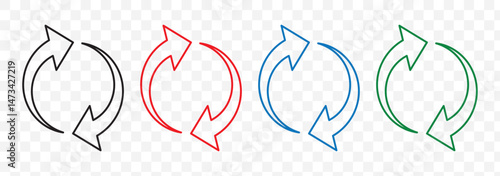 Refresh icon vector. Green recycle vector icon symbol. Repeat and reload icons set and arrow rotation circle. Sync icon symbol convert button sign. EPS 10