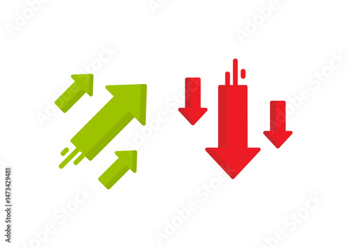 Business investment arrow up and down symbol in a flat design.