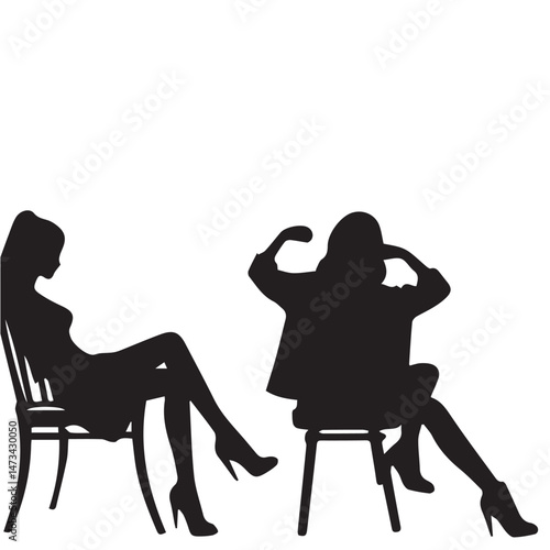  Sitting Girl Silhouette Set Girl Pose Vector Illustration Black and White Sitting Girl