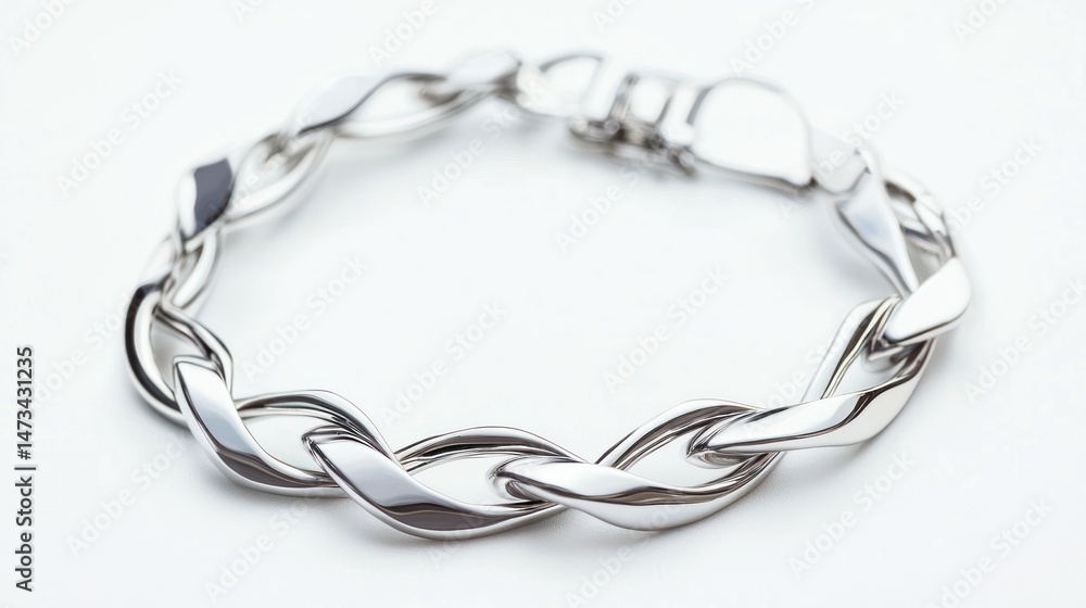 Obraz premium Silver bracelet isolated on white background