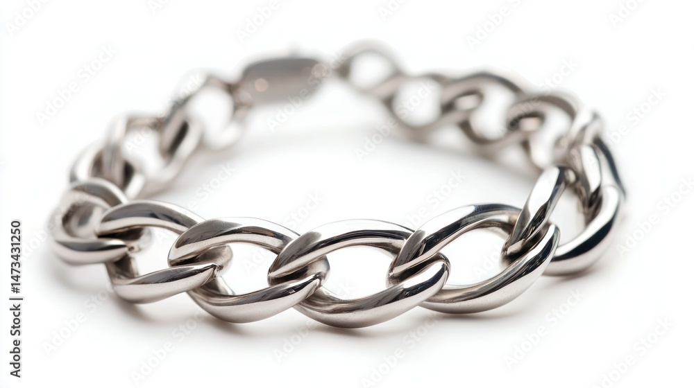 Obraz premium Silver bracelet isolated on white background