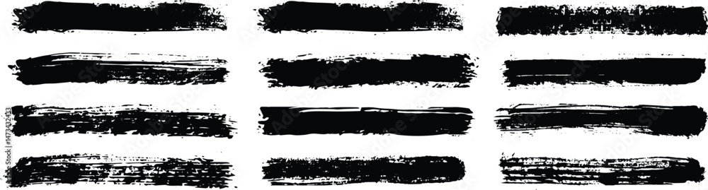 Set of black silhouettes of ink brush splashes. Brush line calligraphy paint strokes. Rectangle Brush stroke, ink paint brushes. Set of black silhouettes of ink brush splashes. Brush line calligraphy paint strokes. Rectangle Brush stroke, ink paint brushes.