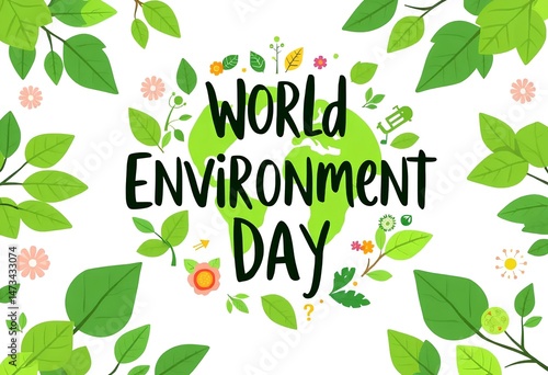 Wallpaper Mural Artistic representation of World Environment Day with floral design and Earth illustration Torontodigital.ca