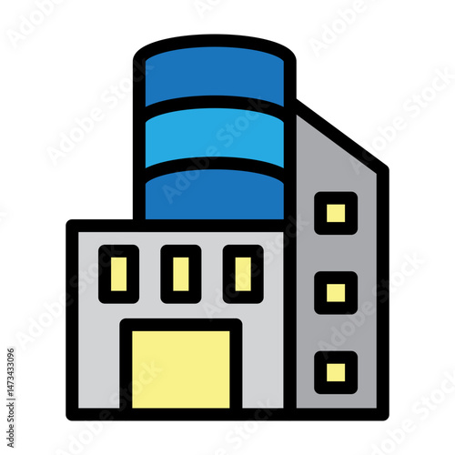 Commercial Building Vector Filled Icon Design